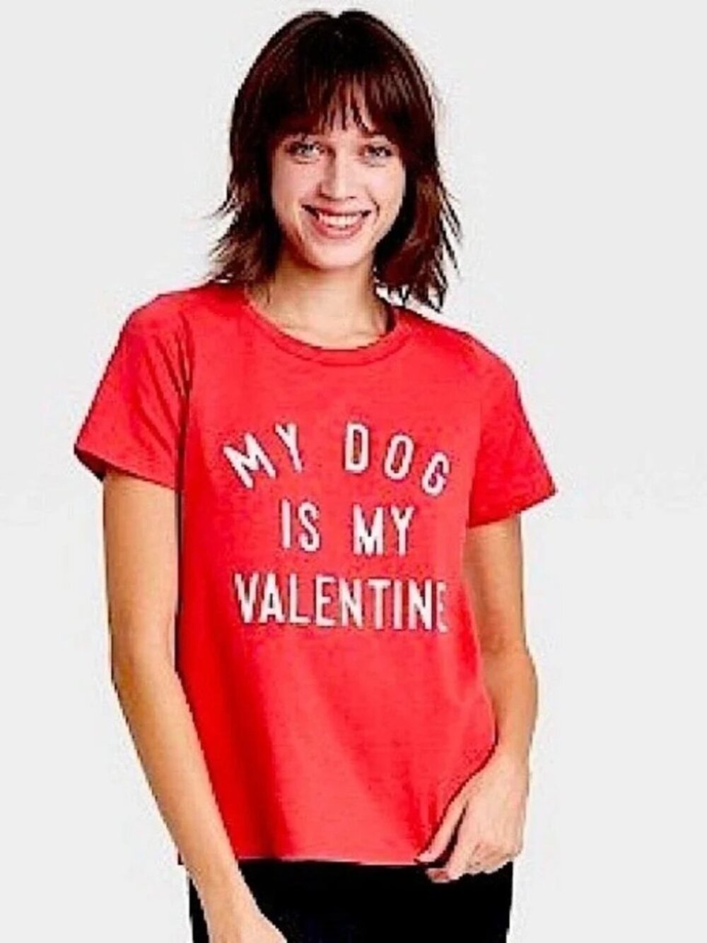 NWT GRAYSON THREADS womens T-SHIRT red MY DOG IS MY VALENTINE tee SIZE XS